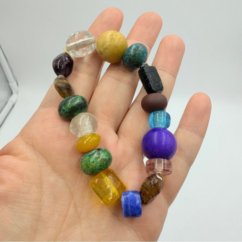 Handmade Multi-Stone Gemstone Bracelet Colorful Natural Crystal Beads